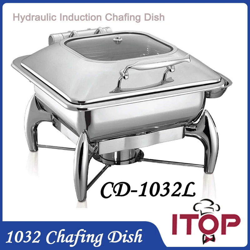 Hydraulic Induction Chafing Dish with 2/3GN food pan 6L Buffet stove pot holloware boiler