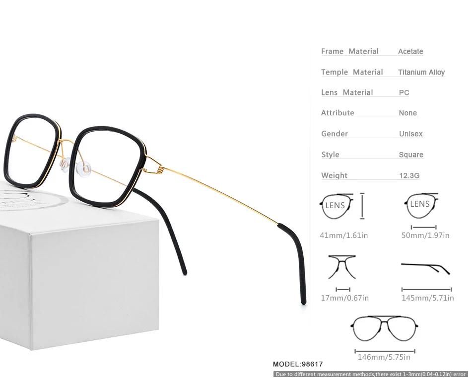 Оправа для оптических очков из титанового сплава, мужские ацетатные очки для близорукости, ультралегкие корейские очки по рецепту, женские очки без винтов 98617