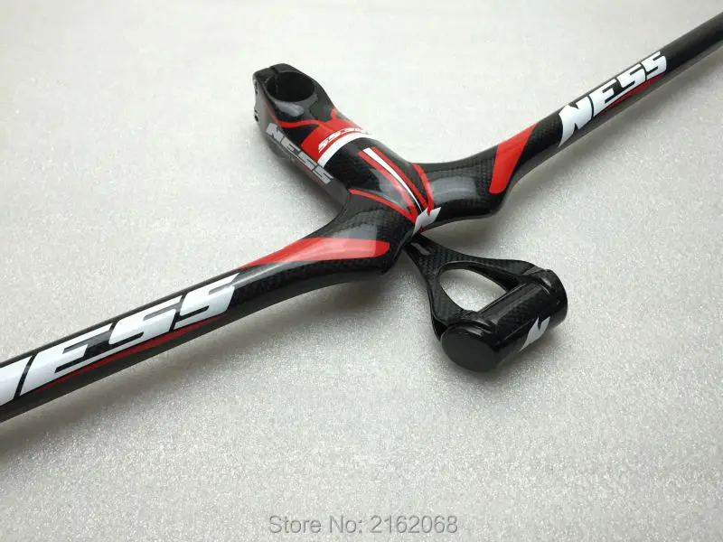 

New NESS Mountain bicycle 3K full carbon fibre bike handlebar+stem integratived with computer stent MTB lightest parts free ship