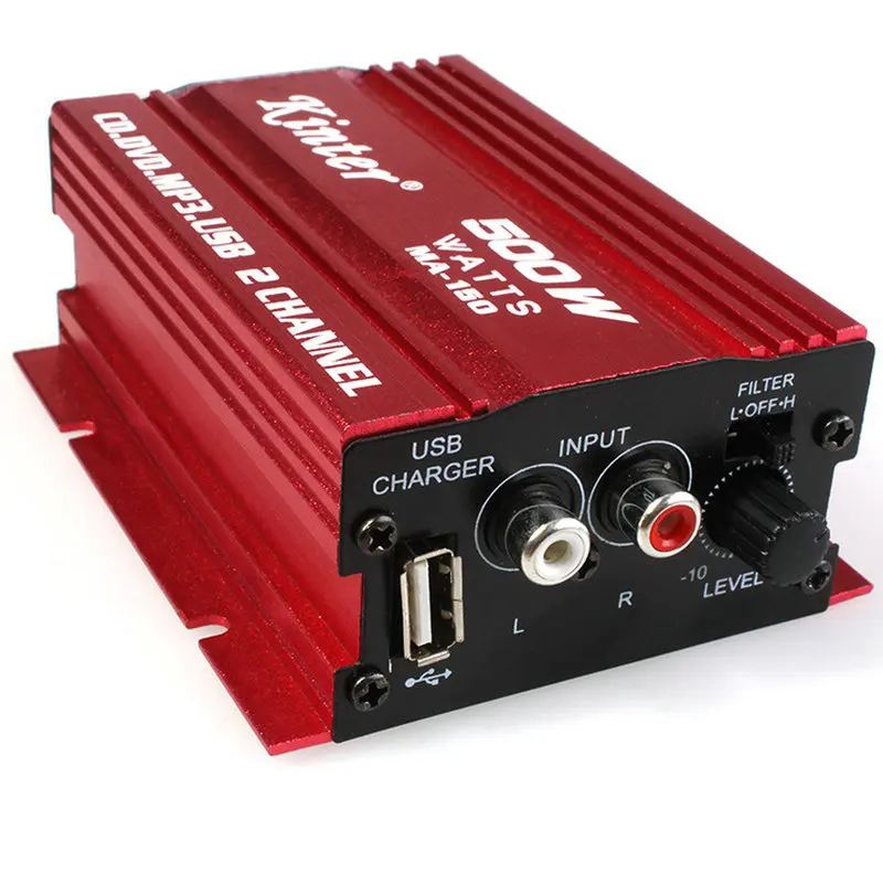 Цифровой усилитель мощности Kinter Hi Fi 12 В 2 канала USB мини автомобильный сабвуфер
