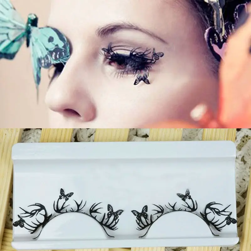 Королевский роскошный 1 пара Бабочка Бумага резка цветок наклейки для глаз, подводка для глаз, Королевский накладные ресницы для вечерние/клуб макияж