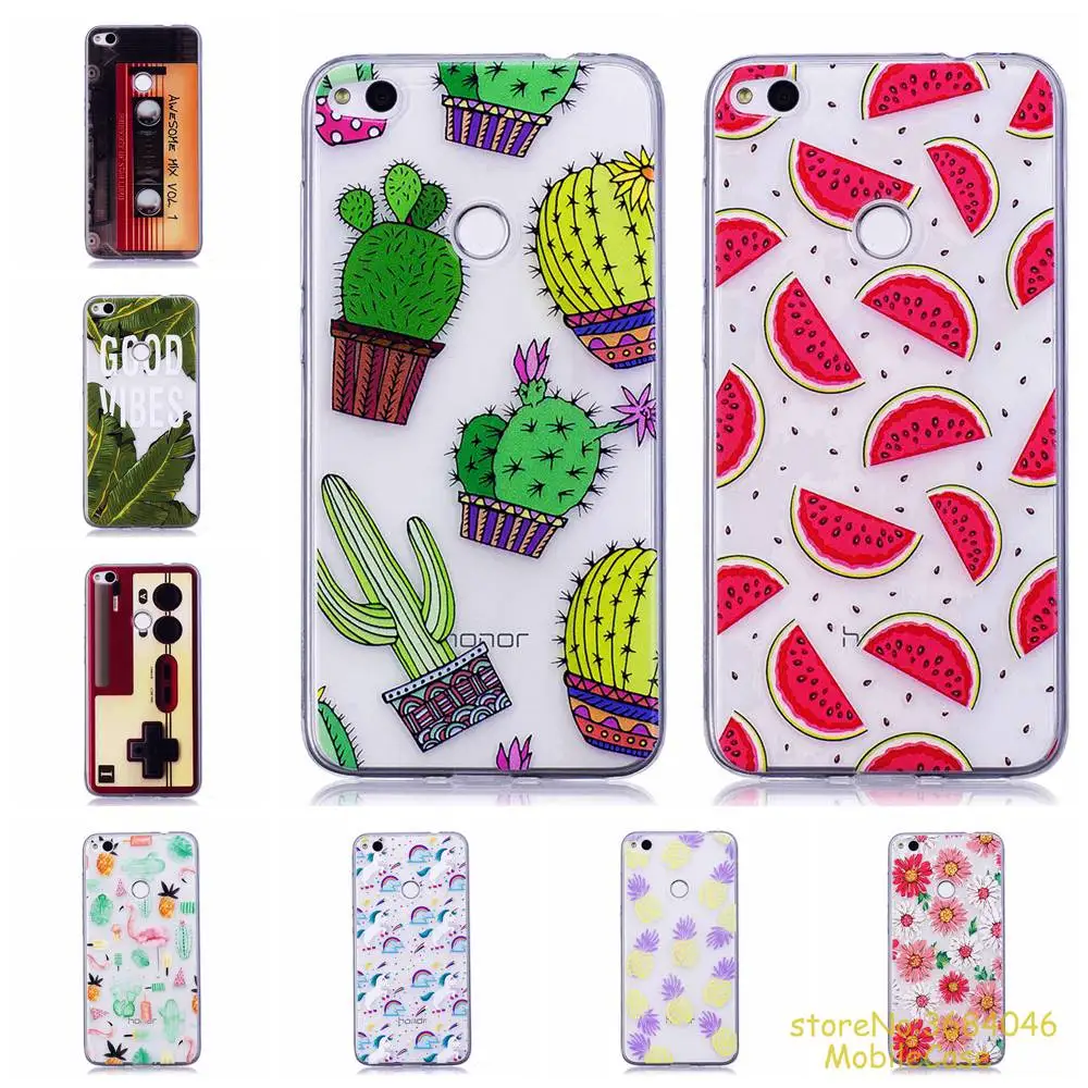 Soft TPU silicone case For Huawei P8 Lite 2017 phone cover Cactus CAT Cartoon watermelon unicorn pineapple Painted para caso | Мобильные