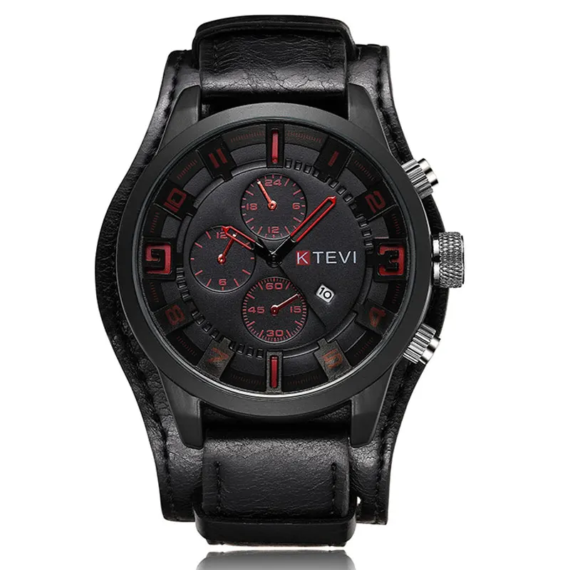 Kopen Mannen Sport Quartz Horloge Heren Horloge Beroemde Merk Mode Luxe Lederen Militaire Polshorloge Mannelijke Klok Leer Mannen Polshorloge