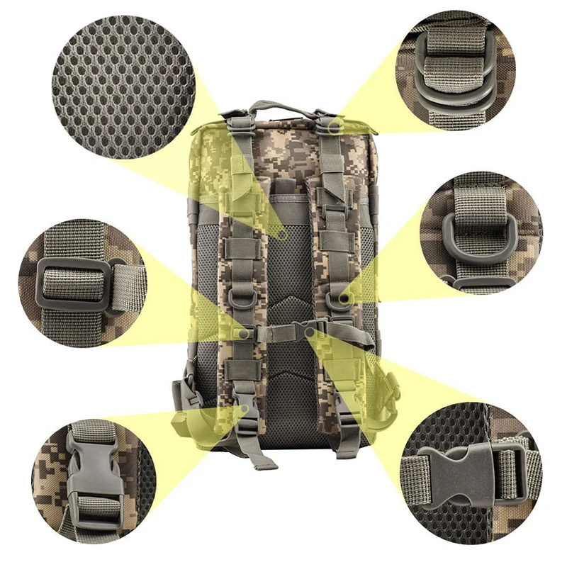 25L Camo Military Tactical Backpack Trekking Hiking Backpack Travel Hunting Daypack Climbing Mountaineering Outdoor Camping Bags (3)