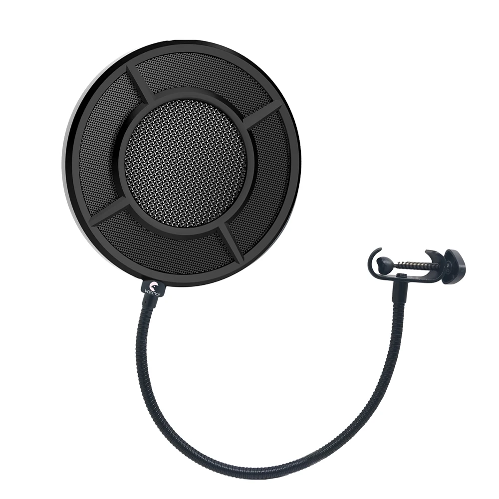 

Yanmai Microphone Wind Screen Pop Filter Round Shape Mic Wind Mask Shield Screen Double Layer Metal Mesh with Stand Clip