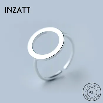

INZATT Real 925 Sterling Silver Geometric Round Ring For Charm Women Fashion Jewelry Birthday Party Geometric Accessories Gift