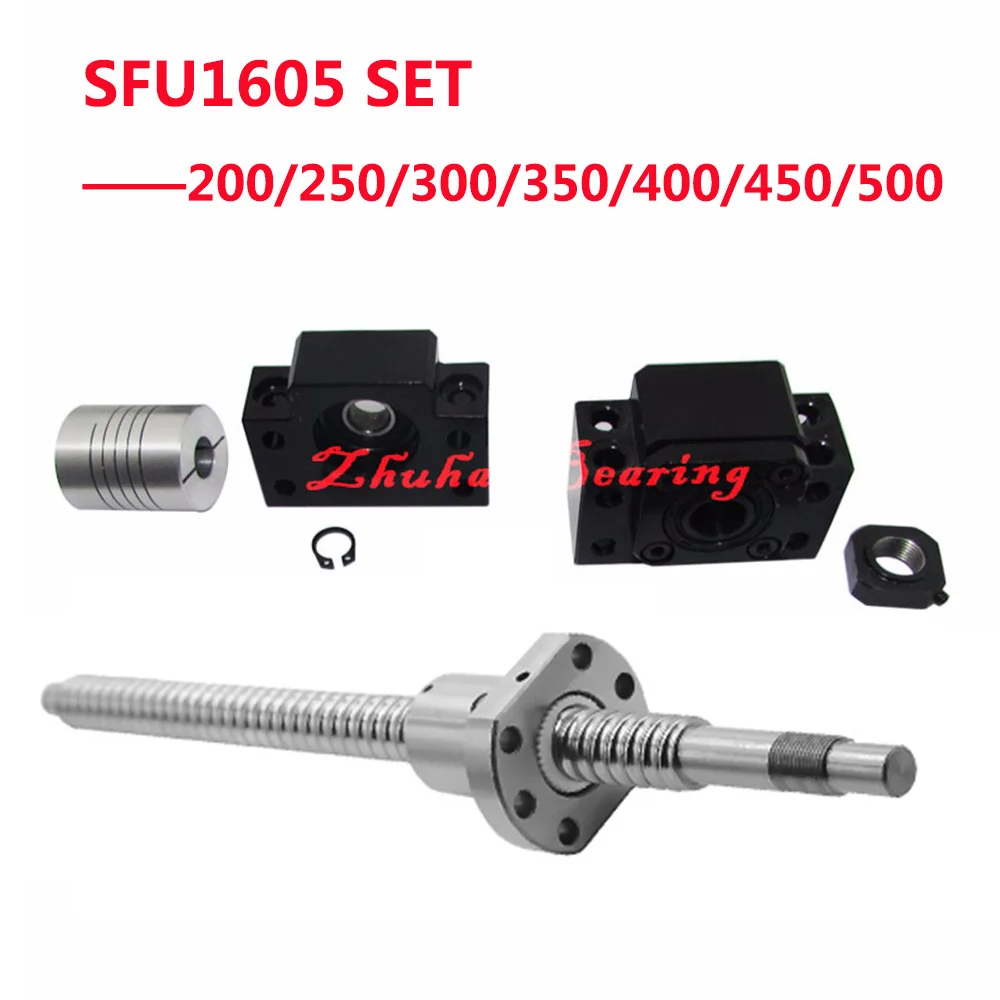 sfu1605-set-fine-lavorazione-sfu1605-lunghezza-200-250-300-350-400-450-500mm-vite-a-sfere-c7-1605-palla-dado-bk-bf12-accoppiatore