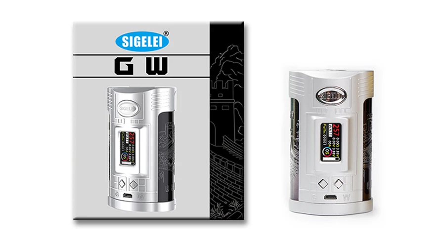 

Original 257W Sigelei GW 20700 TC Kit with Sigelei GW MOD 257W & F Tank 4.5ml & 1.0-inch TFT Color Screen No Battery E-cig Kit