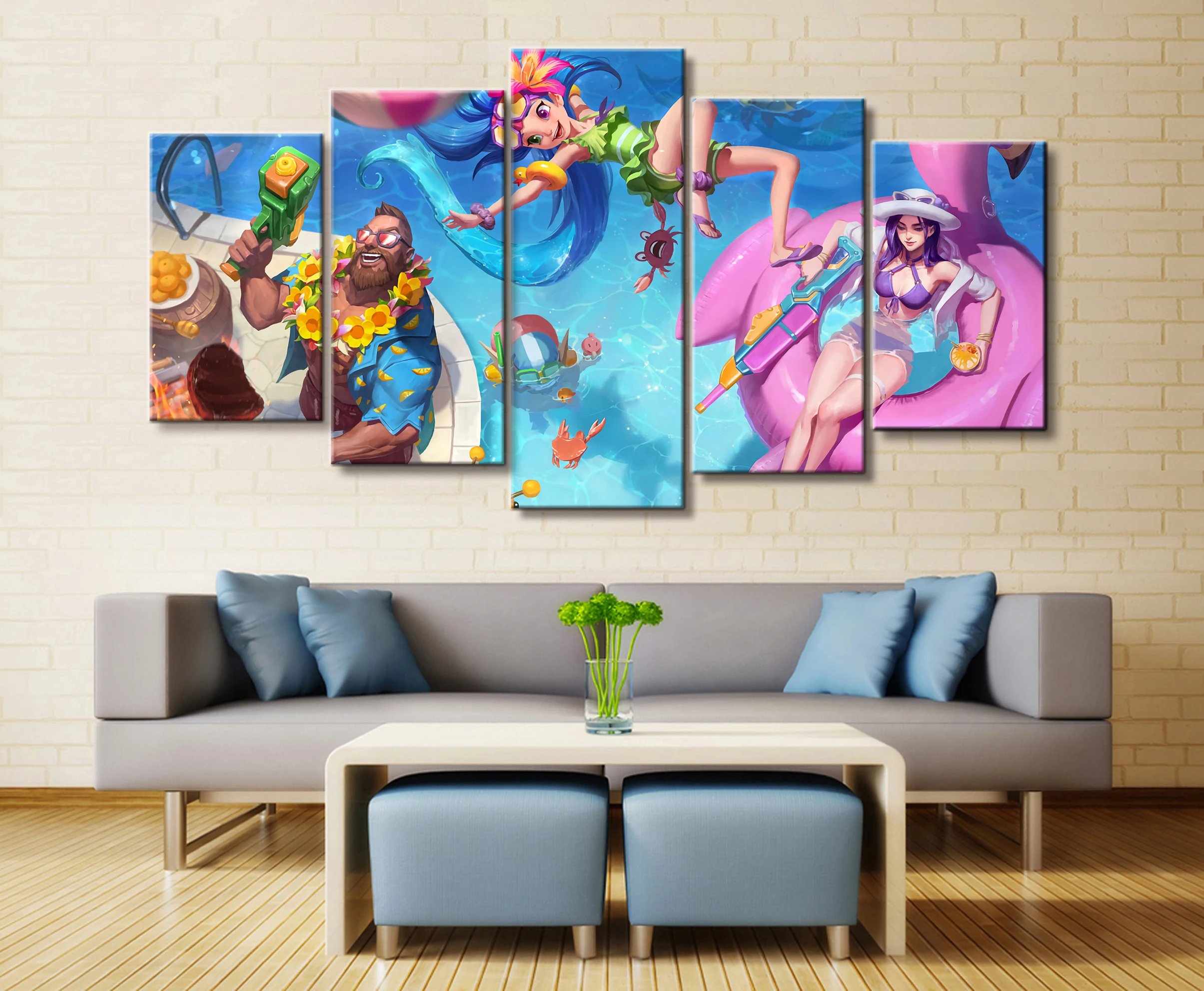 Wall Art Poster Painting Modular Pictures For Living Room Decorative Pictures Canvas Printed 5 Panel My Hero Academia Animation