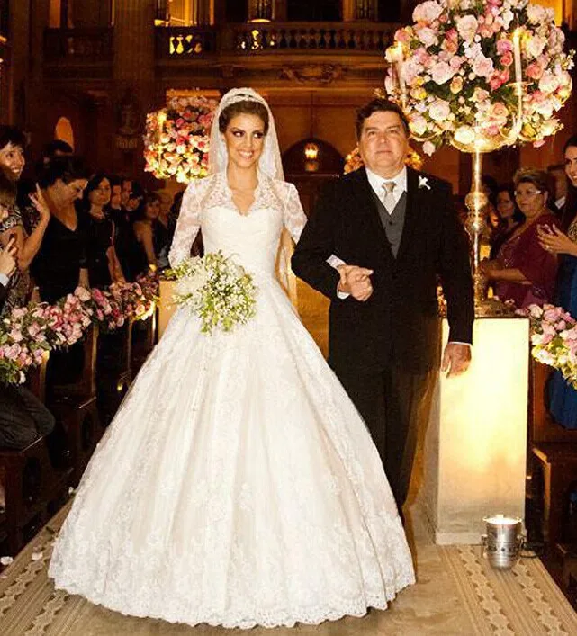 

100% High Quality Real Photos Long sleeves Wedding Dress vestidos de noiva 2015 NS887