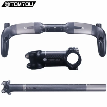 

TOMTOU High Quality Carbon Fibre Road Bicycle Handlebar + Bike Seatpost + Cycling Stem For Road Bicycles Parts - TX7T67
