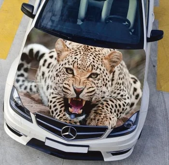 

Fast Shipping 120*150 cm Car Engine Hood Sticker Head Wild Leopard Styling Decal Decor Carbon Vinyl Cover High-definition Inkjet