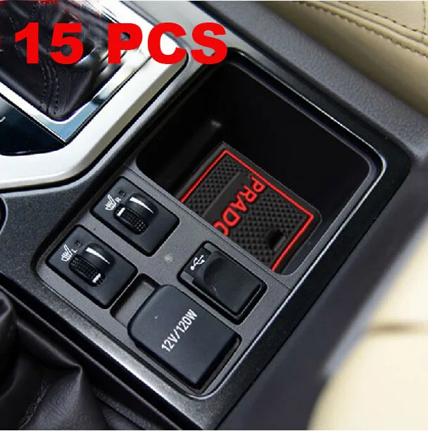 15PCS Rubber Non Slip Interior Door Mat For Toyota Land Cruiser Prado
