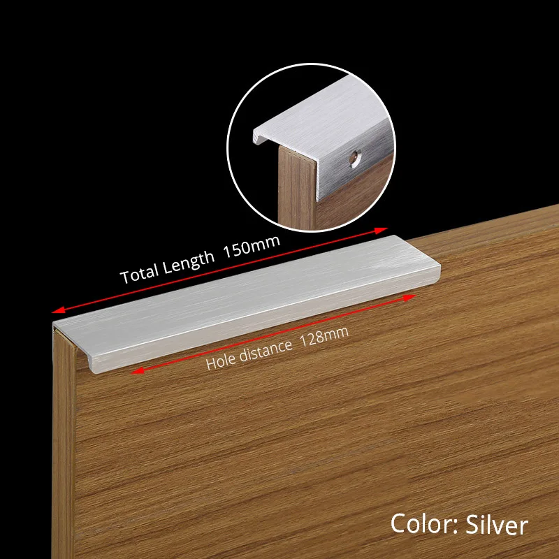 Sleek Black & Silver Hidden Cabinet Handles - Zinc Alloy Drawer Pulls & Knobs