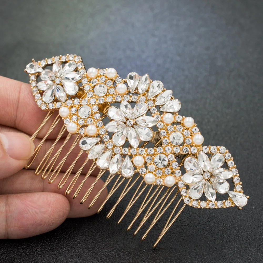 

2018 New Gold Tone Rhinestone Crystals Classic Wedding Bridal Hair Comb Hairpins Women Hair Accessories Jewelry GT4391GOL