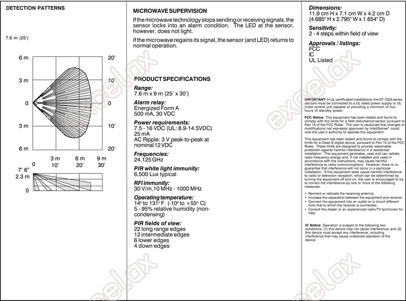 PIR detector user manual ALF-P7225 P2-2 2