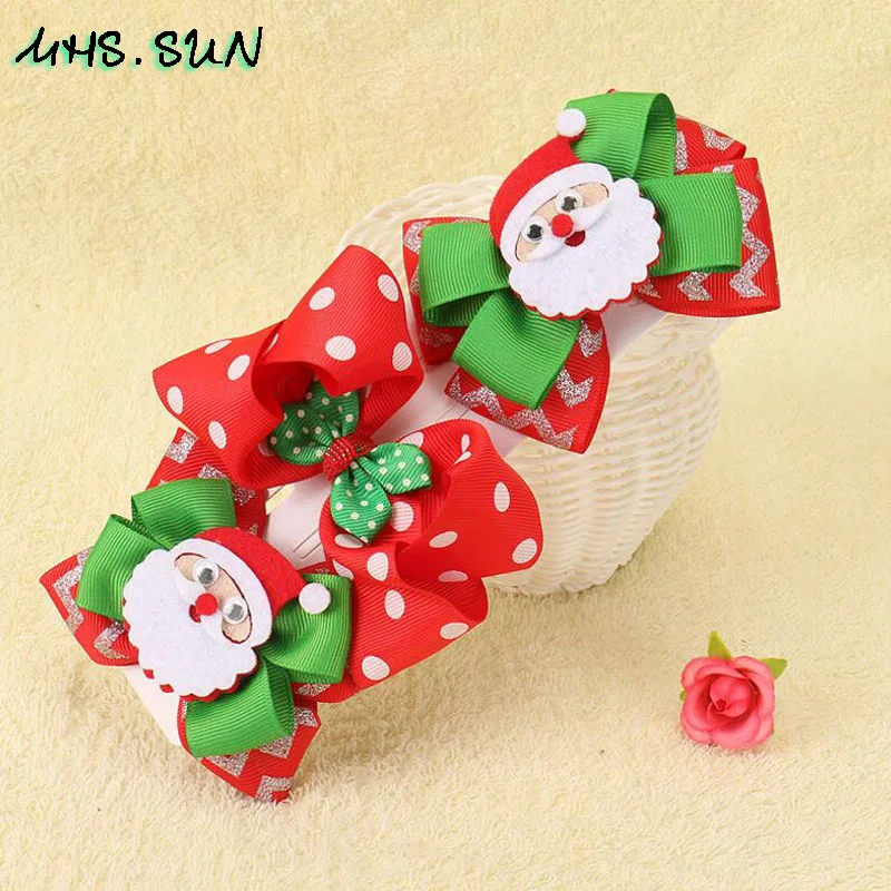 

MHS.SUN Fashion Design Christmas Kids Hairclips Headwear Baby Child Santa Claus Hairpin Headpieces For Girls Hairwear