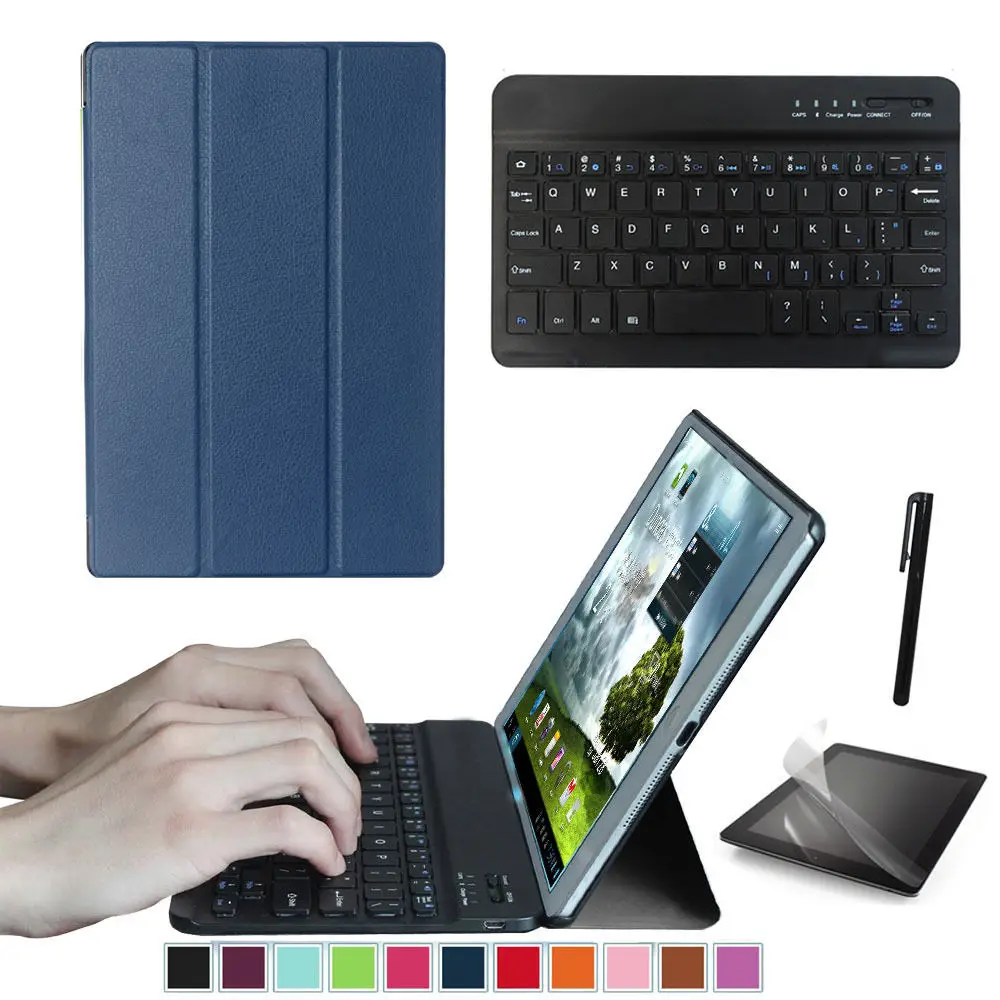 Набор аксессуаров для huawei MediaPad M3 8,4 BTV-W09 BTV-DL09-умный чехол+ Bluetooth клавиатура+ Защитная пленка+ стилус - Цвет: dark blue