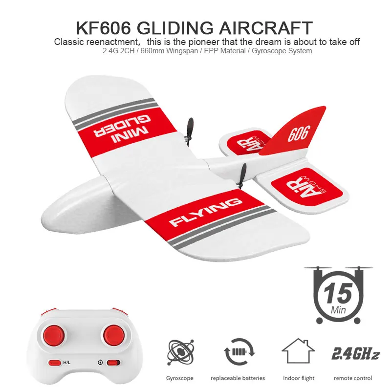 

KF606 2.4Ghz RC Airplane Flying Aircraft EPP Foam Glider Toy Airplane 15 Minutes Fligt Time RTF Foam Plane Toys Kids Gifts