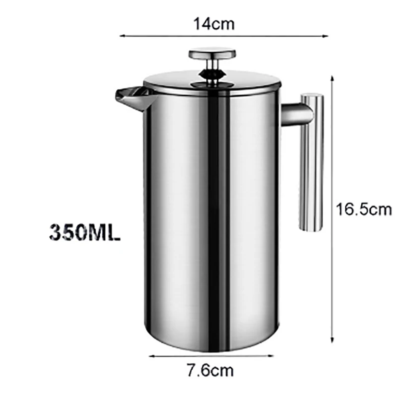 French Press Coffee Maker Stainless Steel Coffee Percolator Pot,Double Wall& Large Capacity Manual Cafetiere Coffee Containers - Цвет: 350ml