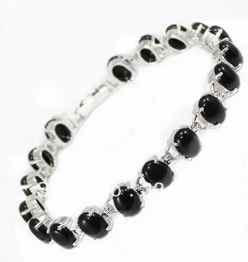

fast shipping! 18K GP Black Agate Bracelet
