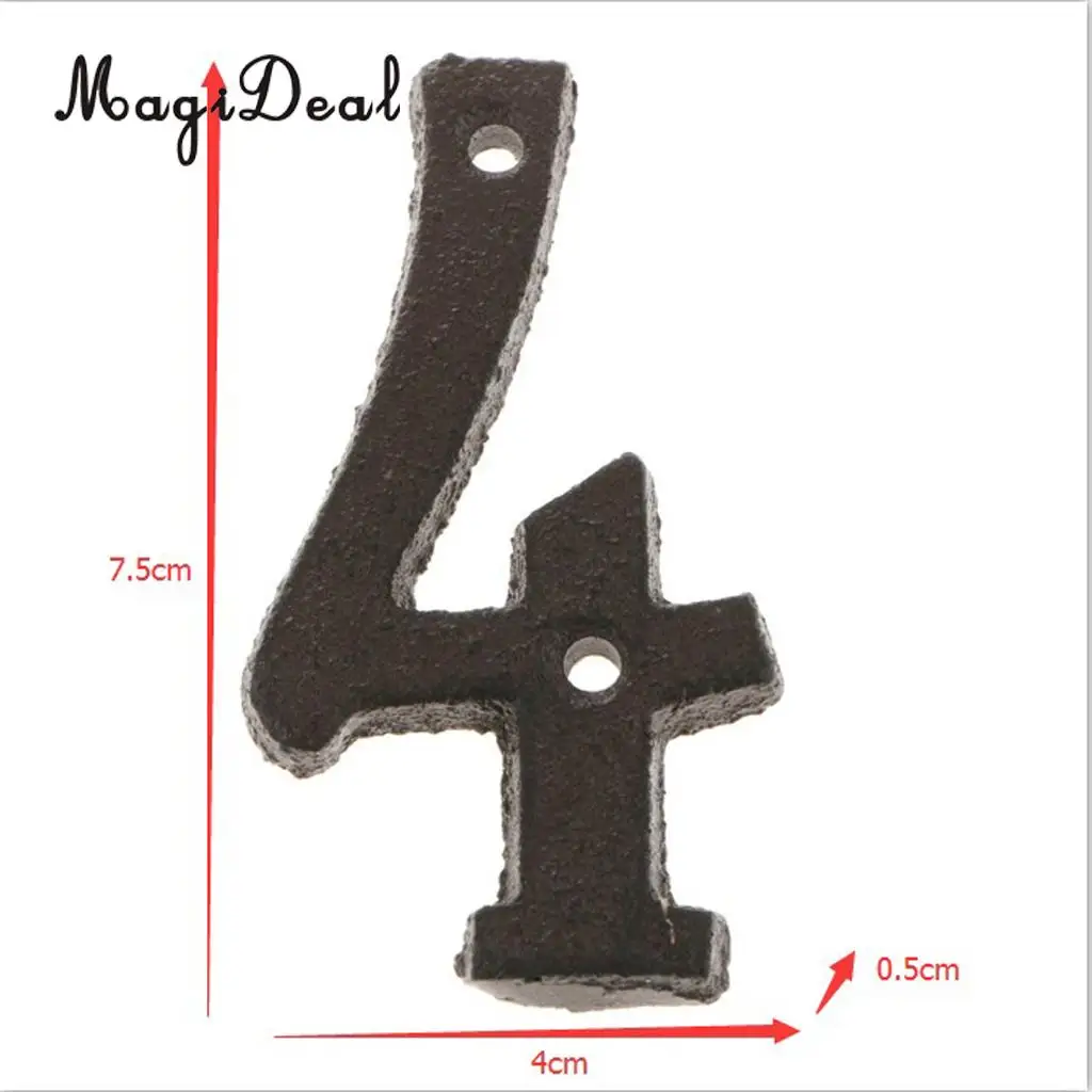 2pcs Cast Wrought Iron House Office Door Number Signs Plaque Country Style Digits Sticker Plaque with Screws 2 4