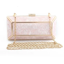 Женская сумка с металлической рамой, акриловые свадебные вечерние сумки, женская сумка на плечо с цепочкой, Жесткая Сумка с мраморным узором, вечерняя сумка