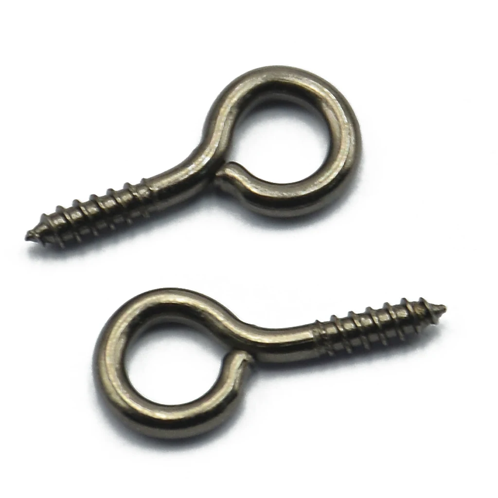 200pcs Small Screw Eyes Pins Eyepins Hanging Hooks Eyelets Threaded Hardware