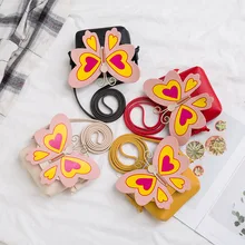 Модная детская сумочка для монет с красивой бабочкой на молнии, мини сумка через плечо, милая мультяшная сумка на плечо для девочек, детская сумочка для девочек