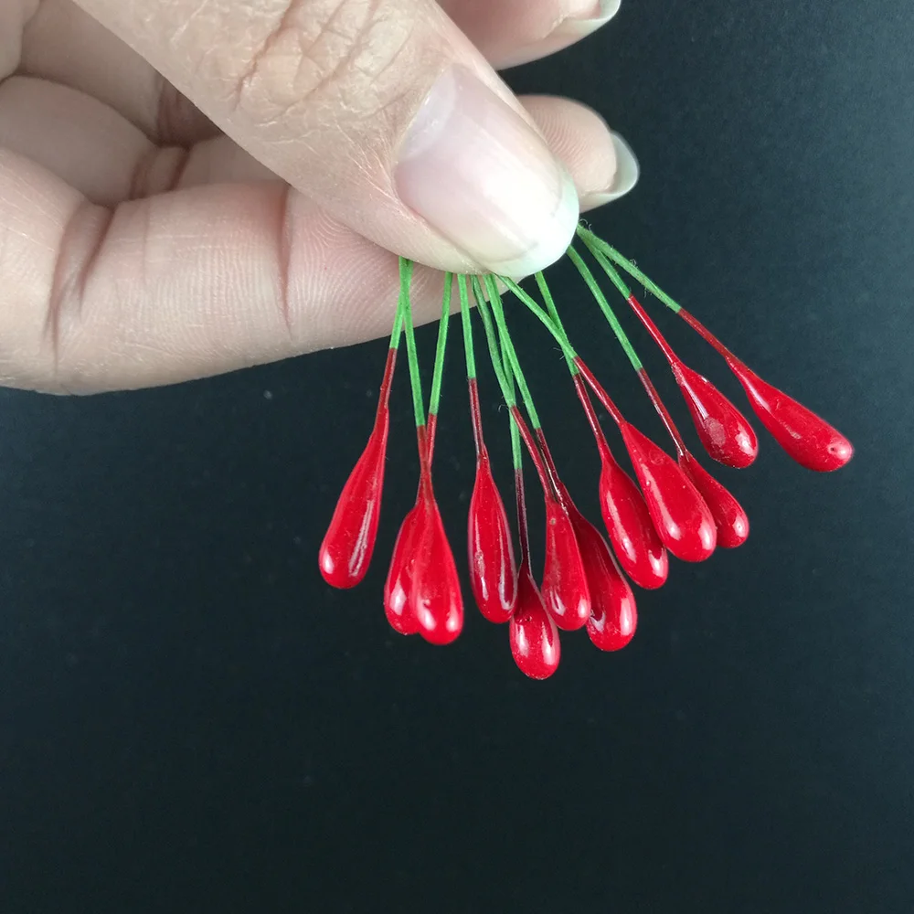 100 шт. красные тычинки для цветов DIY жемчужные цветы Pistil 4 мм цветочные свадебной