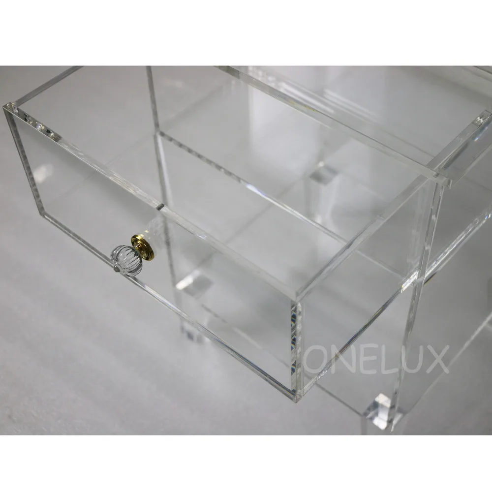 ONE LUX Clear Acrylic Nightstand Single Drawer,Lucite End Sofa Cabinet Table