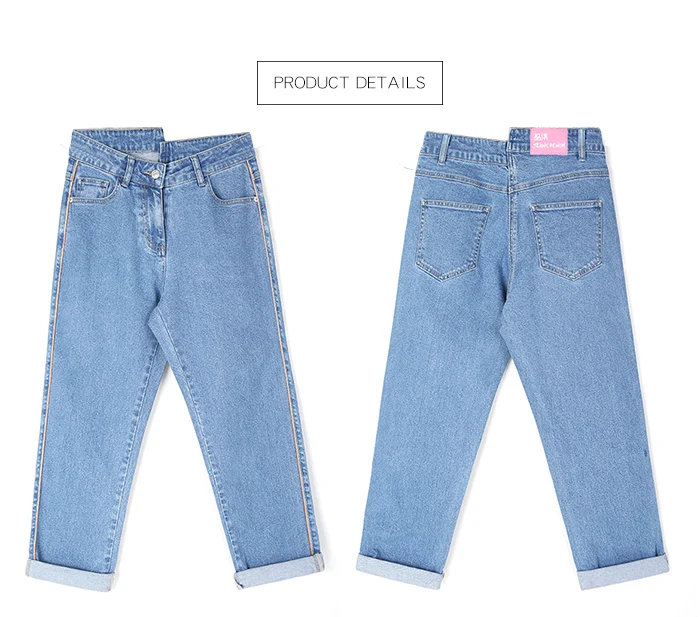LEIJIJEANS, весенние, новые, нерегулярные, средняя талия, тонкие, светло-голубые, для девушек, бойфренды, ветер, джинсы размера плюс, Харлан, свободные джинсы 9033