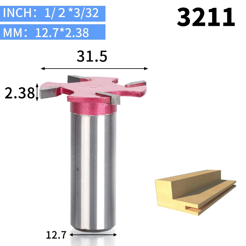 HUHAO 1 шт. 1/" 1/2" хвостовик 4 края Т Тип долбежный резак деревообрабатывающий инструмент фрезы для дерева промышленного класса фрезы - Длина режущей кромки: 3211