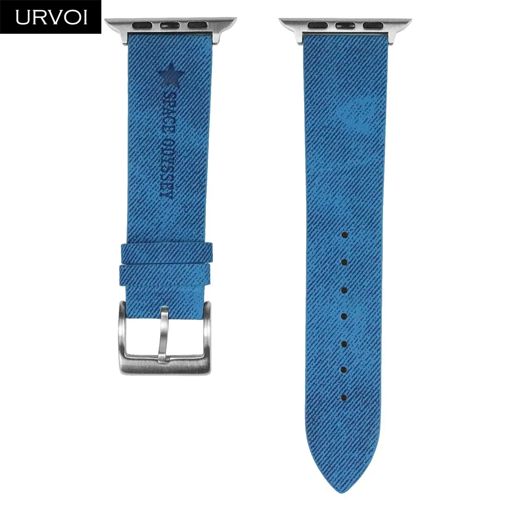 URVOI ремешок для apple watch band series 5 4 3 21 искусственная кожа наручный для iwatch Удобный прочный дизайн с пряжкой 38 42 40 44 мм - Цвет ремешка: Blue