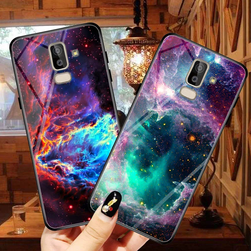 Goterfly стекло чехол для телефона для samsung Galaxy J8 окрашенный защитный чехол-накладка на заднюю панель Чехлы samsung Galaxy J8 принципиально j810 j810f