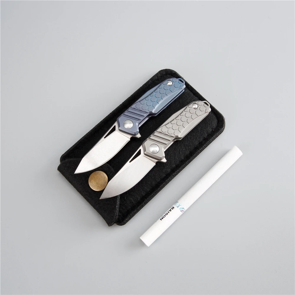 Edc mini knife m390 steel folding blade cnc titanium handle key pocket camping outdoor knife 60 hrc survival knifes tools