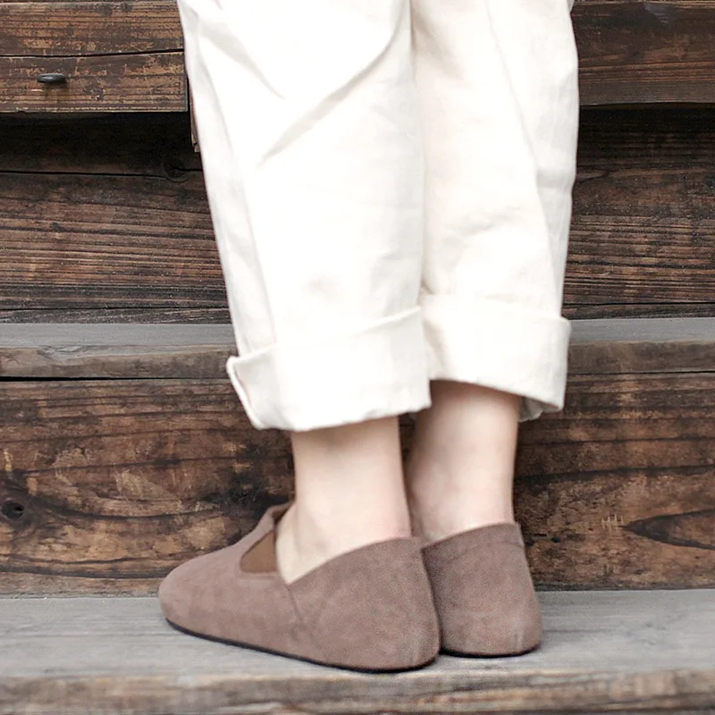 Careaymade-Genuine Leather Round-headed Cattle Shoes of Literature&Art with Suede Sand Skin, Big-headed Doll Shoes, Lazy Shoes Careaymade-Genuine Leather Round-headed Cattle Shoes of Literature&Art with Suede Sand Skin, Big-headed Doll Shoes, Lazy Shoes