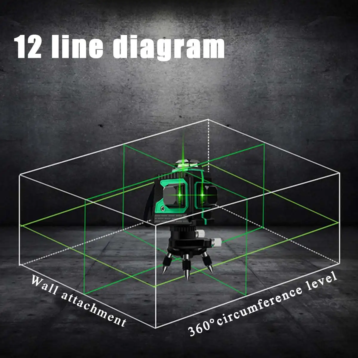 12 Line 3D Green Light Laser Level Self-Leveling Measure 360 Horizontal Vertical Cross Super Powerful Laser Beam w/Tripod Stand