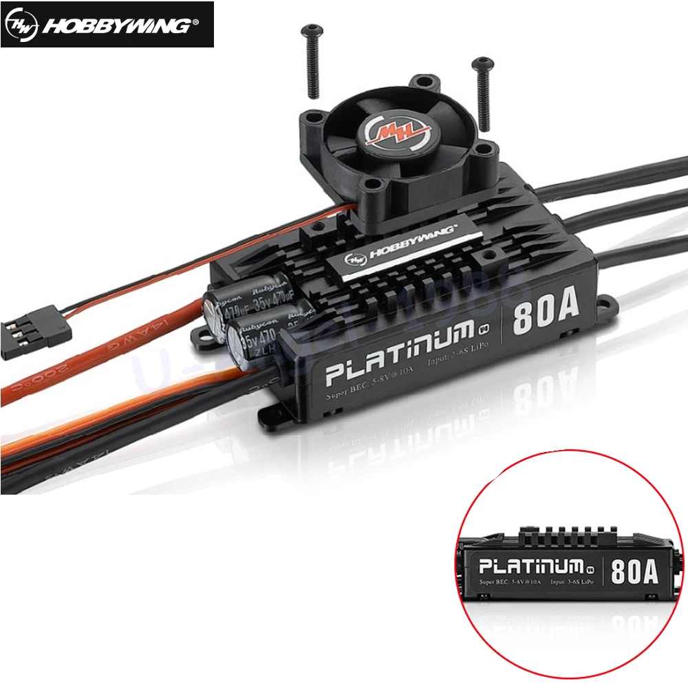 

Original Hobbywing Platinum Pro V4 80A 3-6S Lipo BEC Empty Mold Brushless ESC for RC Drone Aircraft Helicopter