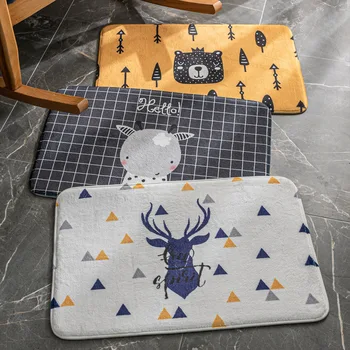 

Ins Nordic Deer Kitchen Rug Anti Slip Floor Mat Kitchen Mat Entrance Hallway Doormat Kitchen Carpet Rug Love the Air Pinted Mat