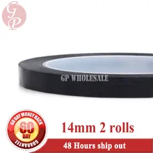 2 рулона 14 мм в ширину* 66 м Длина* 0,06 мм толщина) ПЭТ один клей майларовая пленка для катушки, пакет для мотора, изолировать черный
