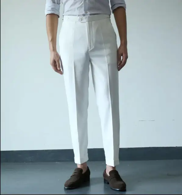 white high rise trousers