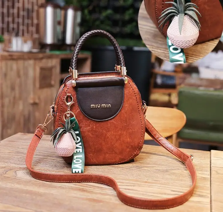 

New Fashion Mini PU Leather Handbag One Shoulder Cross-body Bag Small Round Package Women bag Messenger Bags