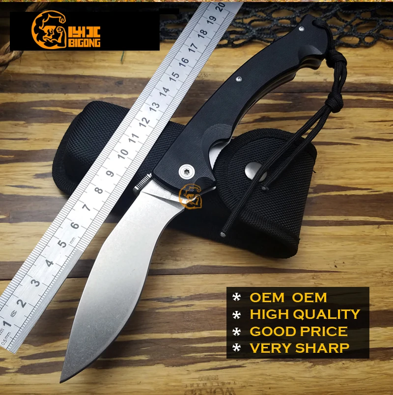 Very Sharp BIGONG Camping Folding Knives 5CR15MOV Cold Steel G10 handle