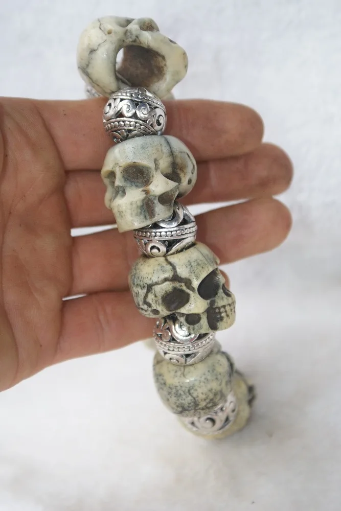Достойная коллекция серебряных бусин и черепа в браслете из Розария|beads beads|beads skull