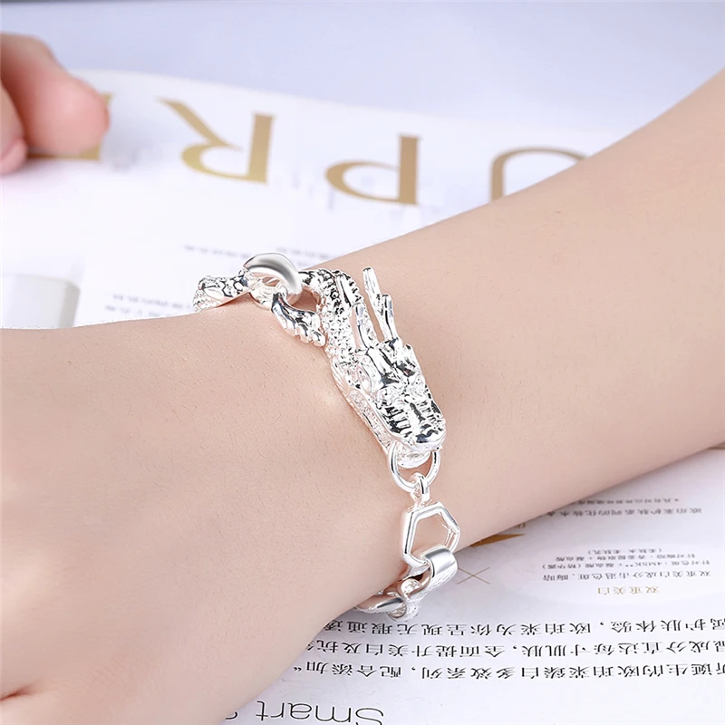 DOTEFFIL 925 Sterling Silver Bracelet Bangle Cuff Man Women Dragon Bracelet Fine Jewelry Party Christmas Gift