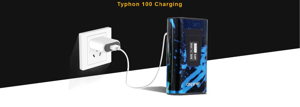 Aspire Typhon 100 Mod E Cigarette 100W Typhon Box MOD Vape with 5000mAh Internal Battery Fits Revvo Tank 06