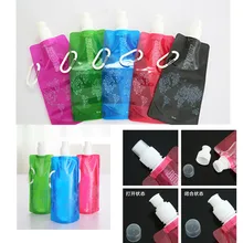 1 Piece Random Color Portable folding water bottle Bladder outdoor sport portable folding water bag 480 ML