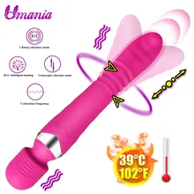 Heating Stretch Dildo G Spot Vibrator for Woman Powerful Adult Sex Toys Personal Clit Massager Magic Wand AV Vagina Stimulator