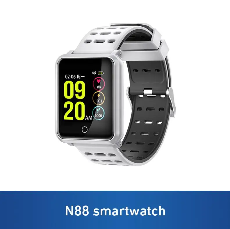 Diggro N88 F15 Смарт часы IP68 водонепроницаемый цветной экран монитор сердечного ритма кровяного давления сменный Браслет для Android IOS - Цвет: White